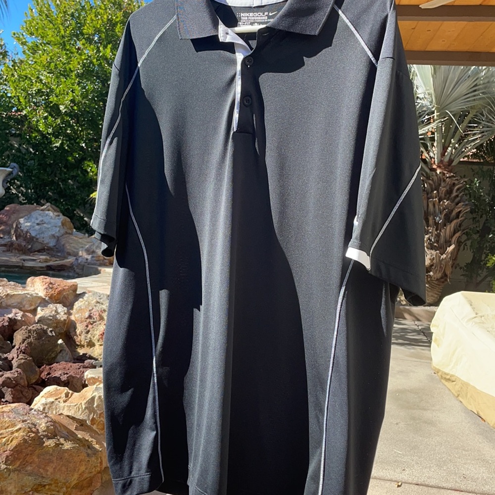 Nike Golf Shirt, Black w/White Detailing, Size XL, Worn Once, Like New